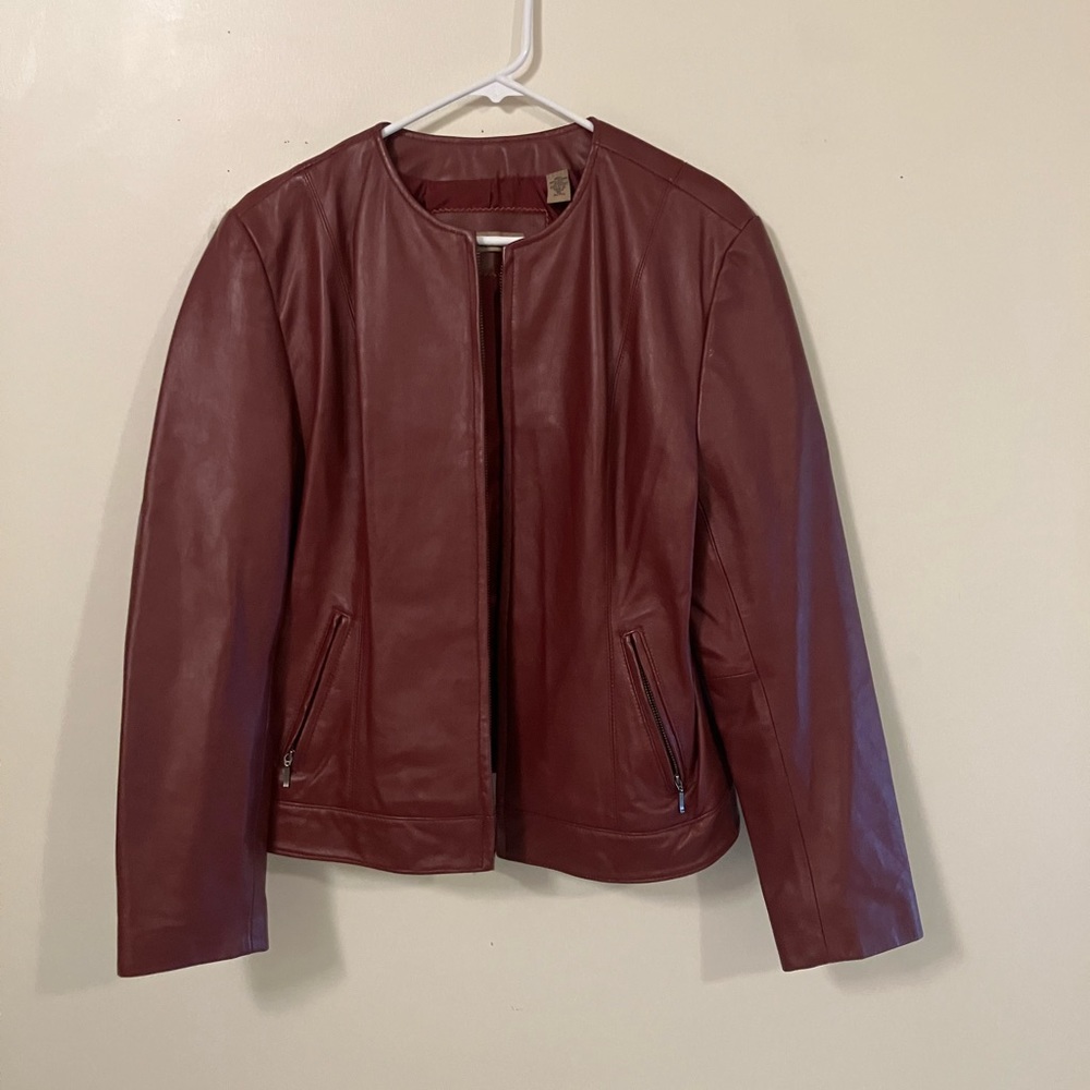COPY - Beautiful burgundy I.e. petite Leather jacket.